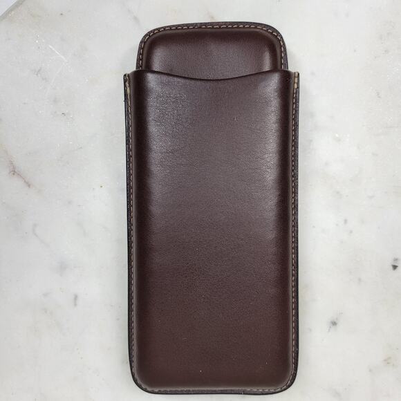 Coach Brown Leather 3 Finger Cigar Holder Case Travel Accessory Embossed Logo - Picture 6 of 15